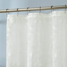 Lace Shower Curtain Elegant Leaf Design Scalloped Bottom 72x72 Ivory