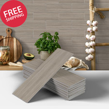 Tile Stickers for Kitchen, 12Pcs Wooden Effect Wall Sticker 3D Wall Panels Peel