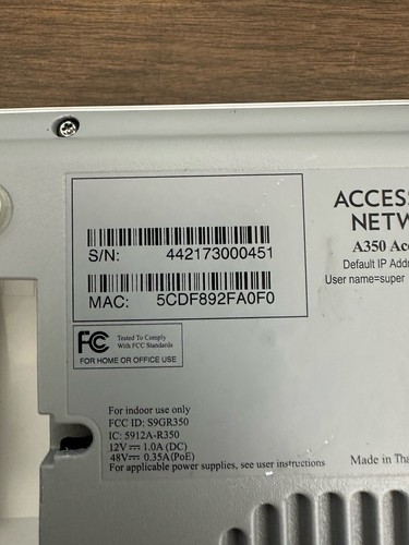 Ruckus R350 (Access Networks A350) Wifi 6 Access Point - Afbeelding 10 van 12