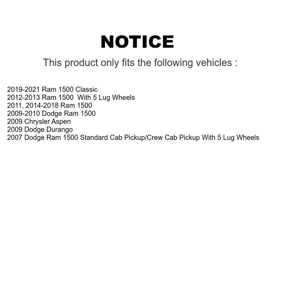 Ceramic Front Brake Pads Rear Shoes Kit for Ram 1500 Classic 2011-2021 oeP9 - Изображение 2 из 2