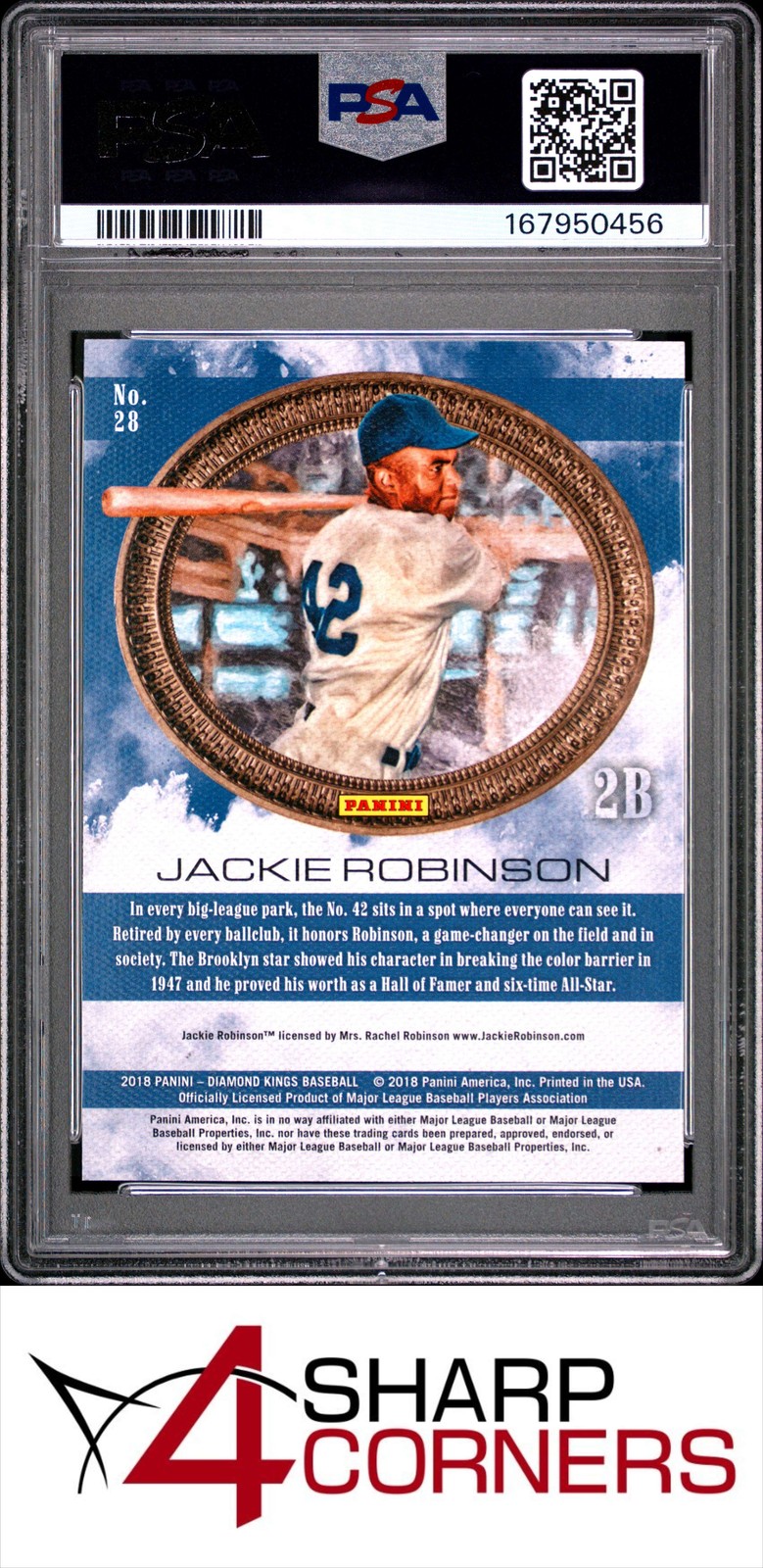 2018 PANINI DIAMOND KINGS #28 JACKIE ROBINSON HOF SWINGING PSA 10 view 2