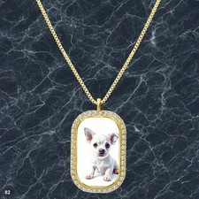 New Cute Dog Puppy Pendant Necklace Printed Design Glamorous Gold Tone Rare