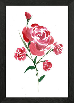 Schlichte rote Rose gerahmtes Wandbild Poster Leinwanddruck Bild