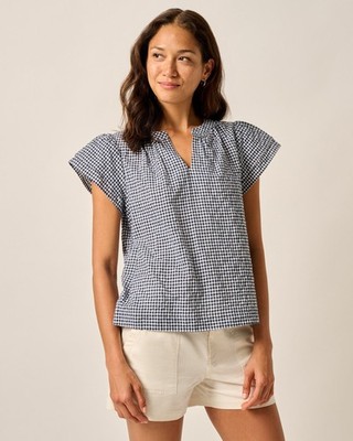 Trish Flutter Sleeve Gingham Blouse johnnie-O Womens (7851683)