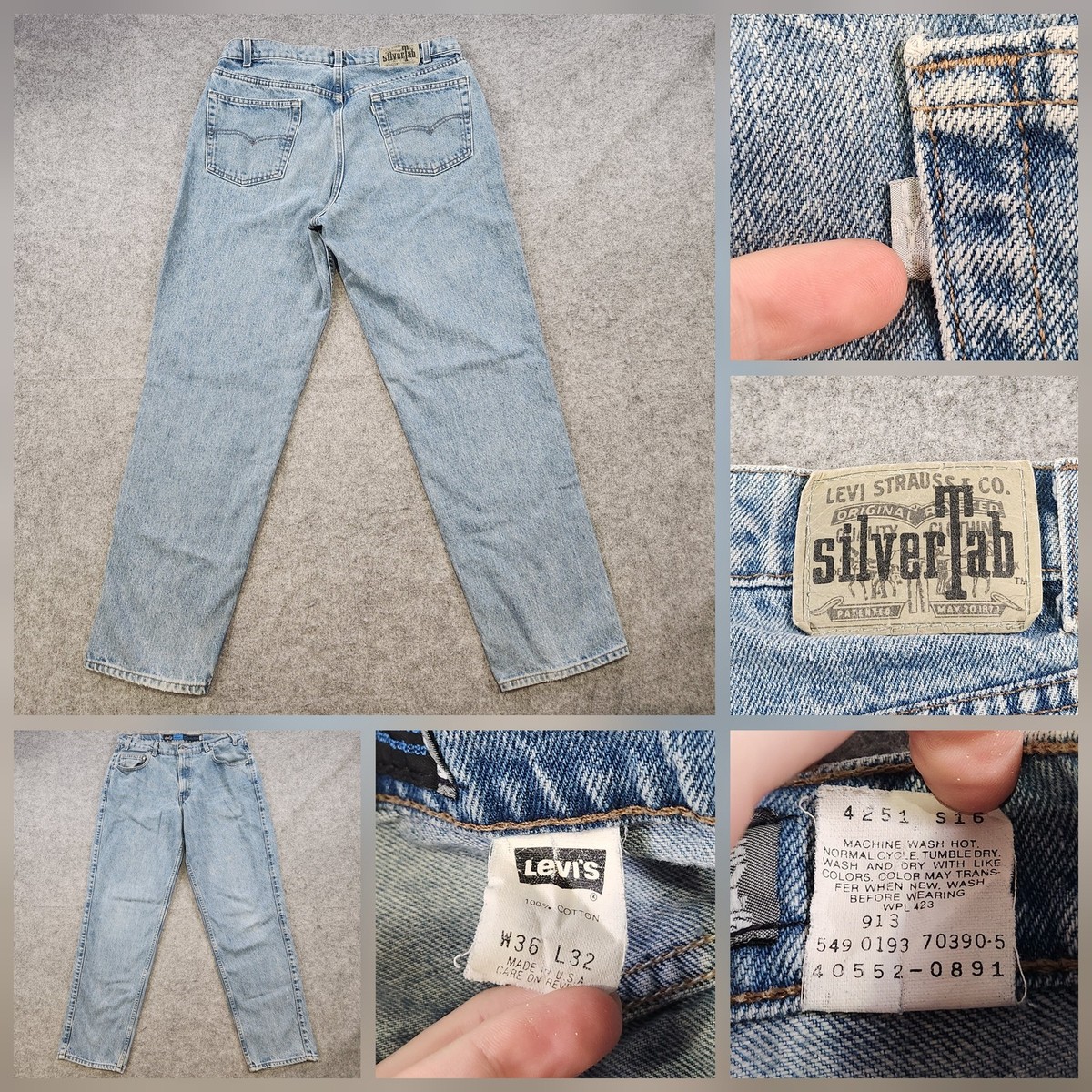 Vintage Levis SilverTab Jeans Mens 36x32 Relaxed Fit Baggy Made