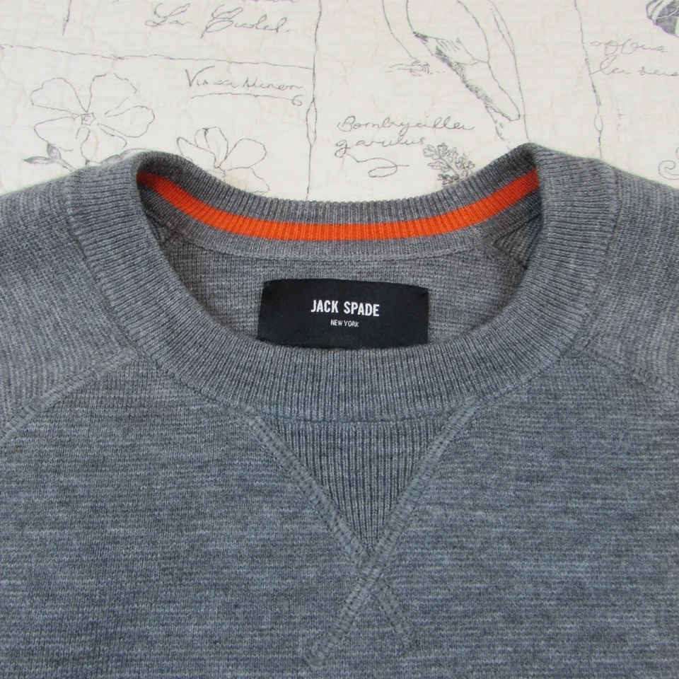 NEW $198 Mens JACK SPADE Wool Bld raglan slv Crew Neck grey Sweater size M - Image 2 of 4