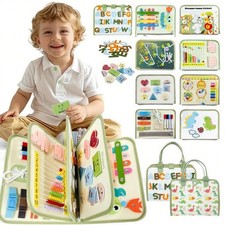 Toddler Montessori Busy Board Sensory Activity Book Fine Motor Skills Travel Toy