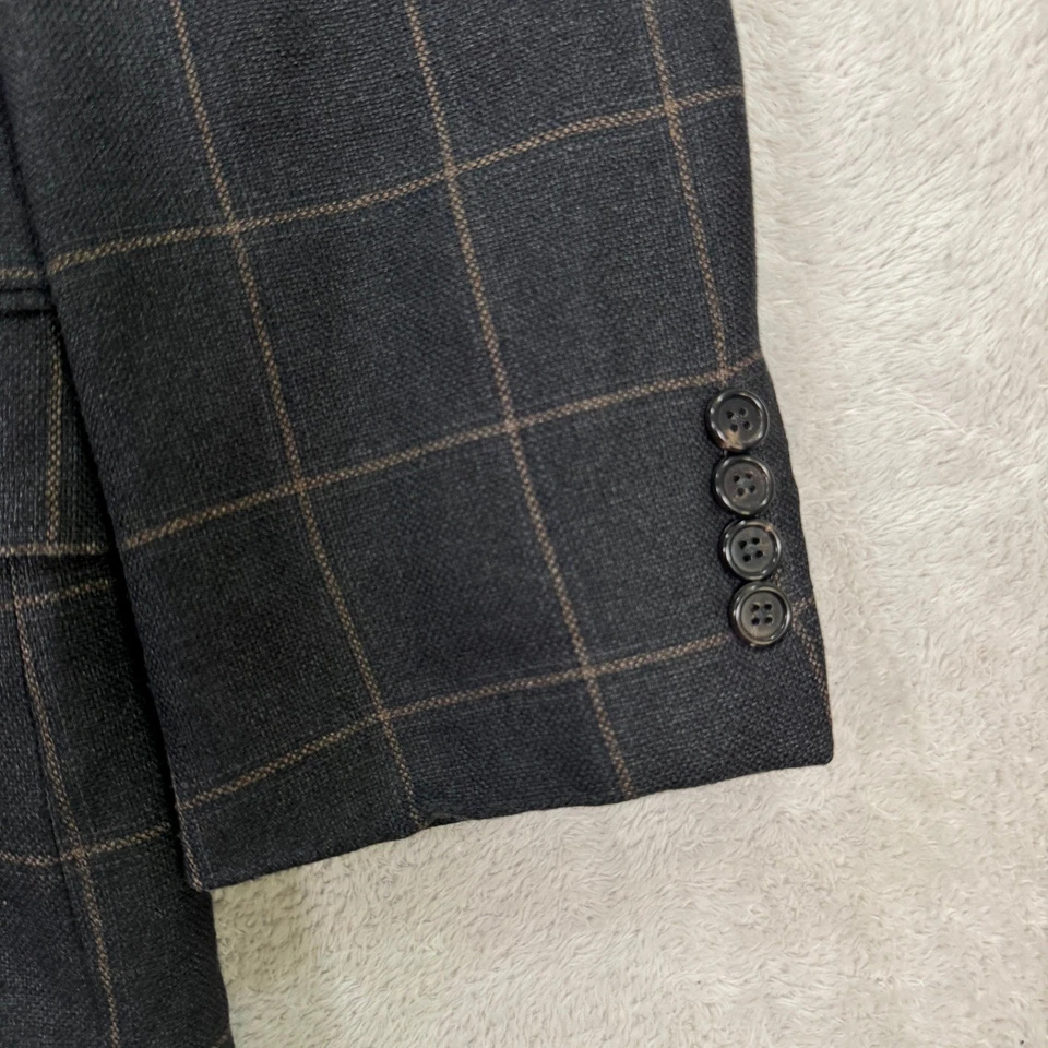 Hickey Freeman Mens 42S Wool Silk Linen Blend 3B Plaid Sport Coat Blazer Preppy - Image 3 of 4