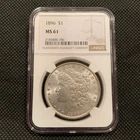 1896-P U.S. MORGAN SILVER DOLLAR - MS 61 - NGC GRADED!