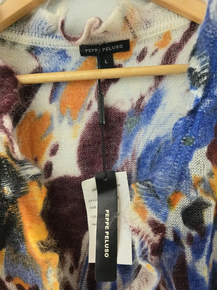 Cárdigan Suéter Peppe Peluso L Arte para Usar Phoebe Buffay Lana Mohair Volantes Corbata Foto 2 de 4