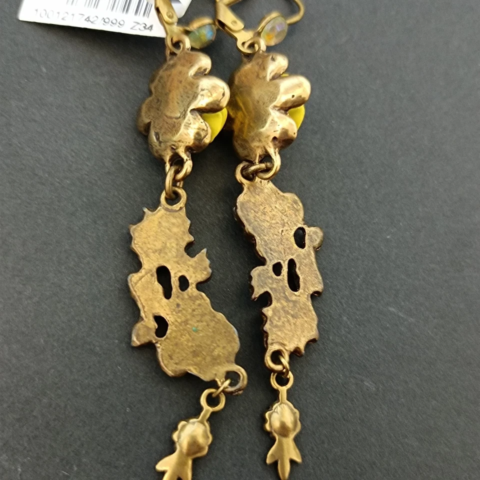 Pendientes Michal Negrin Verde Art Nouveau Renacimiento Boho Chic Floral Gota Romántica Foto 3 de 4