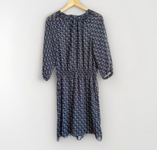 Lauren Ralph Lauren Sheer Smocked Waist Dress Women 12P Nautical Resort Office