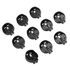 10pcs Black Round Button Battery Holder Case for CR2032 2016 2025 R2Q41344