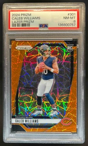 2024 Prizm Caleb Williams RC Lazer Rookie #301 Bears PSA 8