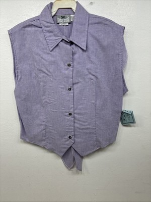 New Women s Cowboy Threads Purple Sleeveless Button Up Small TT-20