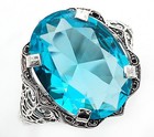 10CT Aquamarine 925 Sterling Silver Filigree Ring Jewelry Sz 8 — photo 1