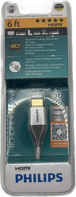 PHILIPS Premium 6 Ft High-Speed HDMI Cable w/Ethernet 4K 18 Gbps SWV3452S/27