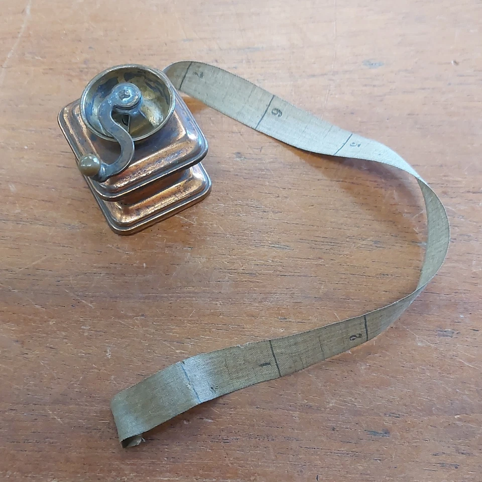 Antique Copper Coffee Grinder Sewing Tape Measure - Image 4 of 4