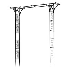 7FT Garden Arch Arbor Steel Trellis for Climbing Plant Outdoor Wedding Gate ...