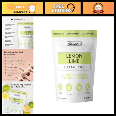 Lemon Lime Electrolyte Drink Mix - 30 Servings, Hydration Boost with Coconut Wat