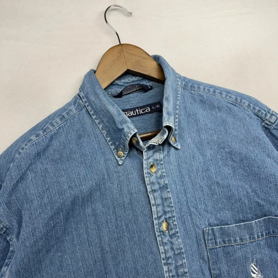 Nautica Denim Casual Button-Down Shirts for Men for sale | eBay