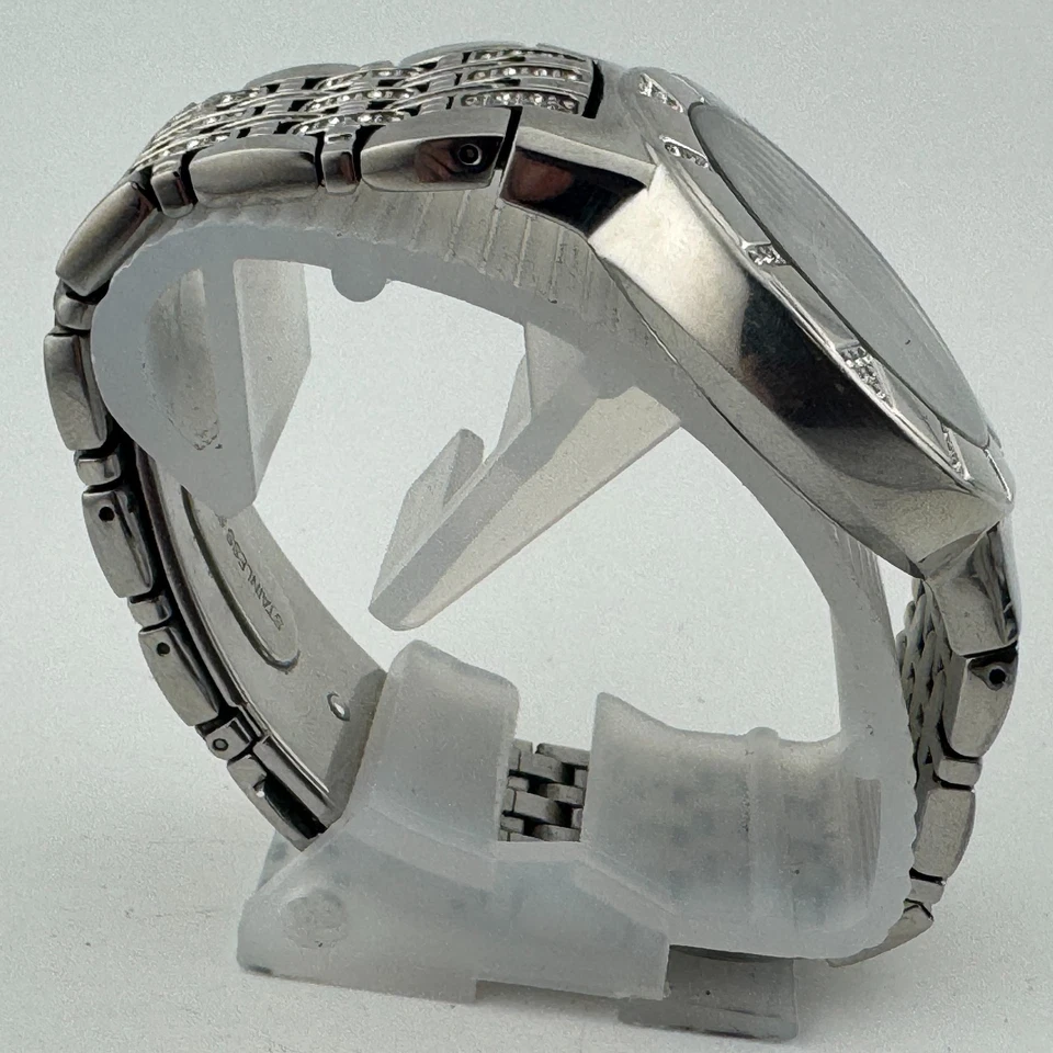 Morellato Quartz Watch Men 50m Silver Steel Rhinestone Analog New Battery 6.75" - image 3 of 4