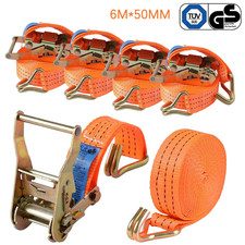 4X Heavy Duty Ratchet Ties Down Straps 50mm-6-Meter Lashing Cargo/Luggage-3000KG