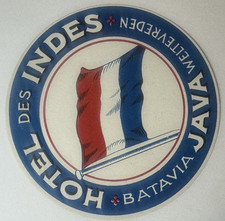 HOTEL DES INDES Batavia Java Weltevreden Vintage Luggage Label Sticker Flag