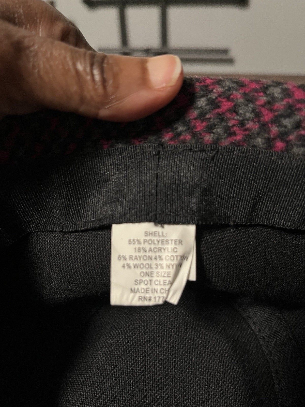 Gray Pink Houndstooth Pattern Fedora Hat Men's On… - image 4