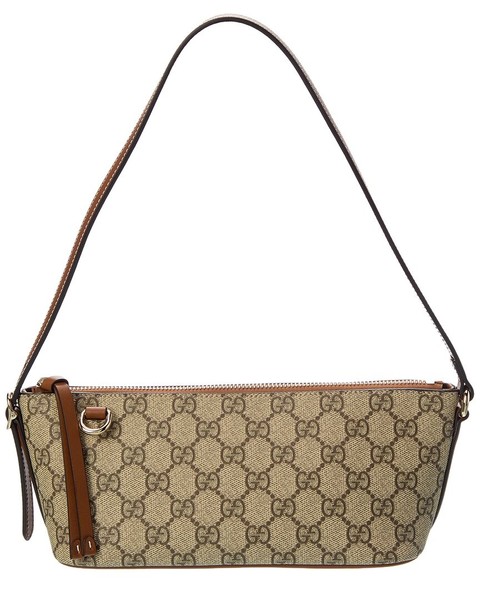 Gucci Gg Emblem Small Gg Supreme Canvas & Leather Shoulder Bag Women's