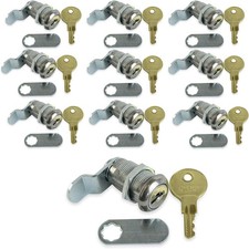 10 Pack 1 1/8" Keyed Camlock with Straight and Offset Cam Lock Latch Alike 10 1