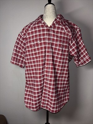 Eli Cattleman Western Pearl Snap Shirt Mens Large Tall Plaid Short Sleeve Pocket