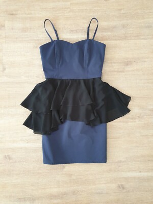 Vestito H&M a tubino con rouges, tg M, blu e nero, con spalline