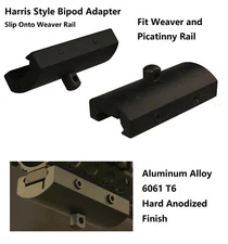 Harris Style Bipod Adapter,Slip Onto Weaver/Picatinny Rail, Hard Anodized Finish