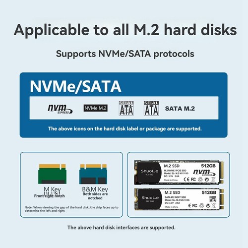 SHuoLe M. 2 NVME/NGFF Dual Protocol SSD Enclosure with Display Screen3162 - Afbeelding 10 van 10