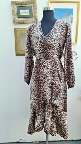 WALLIS PETITE Animal Print Wrap Midi Dress Brown Sizes 8 to 18 | eBay