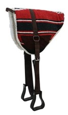 Navajo Red Bareback Saddle Pad W/Stirrups Fleece Bottom  Suede Wear Leathers