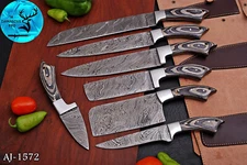 CUSTOM HANDMADE FORGED DAMASCUS STEEL CHEF KNIFE KITCHEN KNIVES SET 1572
