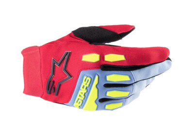 2024 ALPINESTARS JUGEND VOLLBOHRUNGSHANDSCHUHE HELLBLAU ROT SCHWARZ MX MOTOCROSS KINDER
