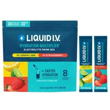 Liquid IV Hydration Multiplier Drink 30  Stick Packs Lemon Lime and  Strawberry