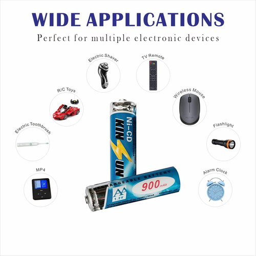 Paquete de 8 pilas recargables AA de 1,2 V y 900 mAh de Ni-Cd - Picture 6 of 12
