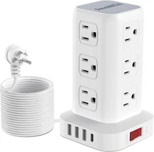 16.5FT Long Extension Cord,Power Strip Tower Surge Protector Power Strip with...