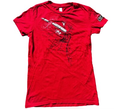 Barrett Firearms Womens T-shirt Size Medium Red bullet gun tee EUC
