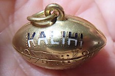 RARE 1927 KALIHI THUNDERING HERD BAREFOOT BALL CHAMPIONS 14K FOOTBALL PENDANT