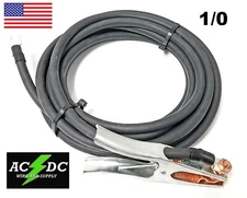 50 Foot 1/0 Welding Cable Lead with Ground Clamp & Lug