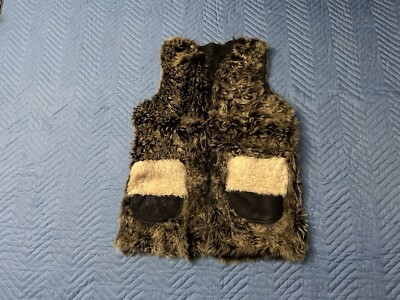 Coach Shearling Sheepskin Lamb Fur Vest Black Leather Size M.        (73)