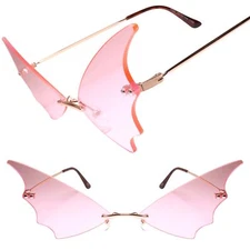 Butterfly Wings Unique Funky Party Rave Festival Costume Pink Lens Sunglasses