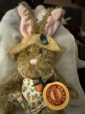 Vtg Pickford Bears Plush 'Flora'/ Hare of Serenity Brass Button/With Tags!!!!