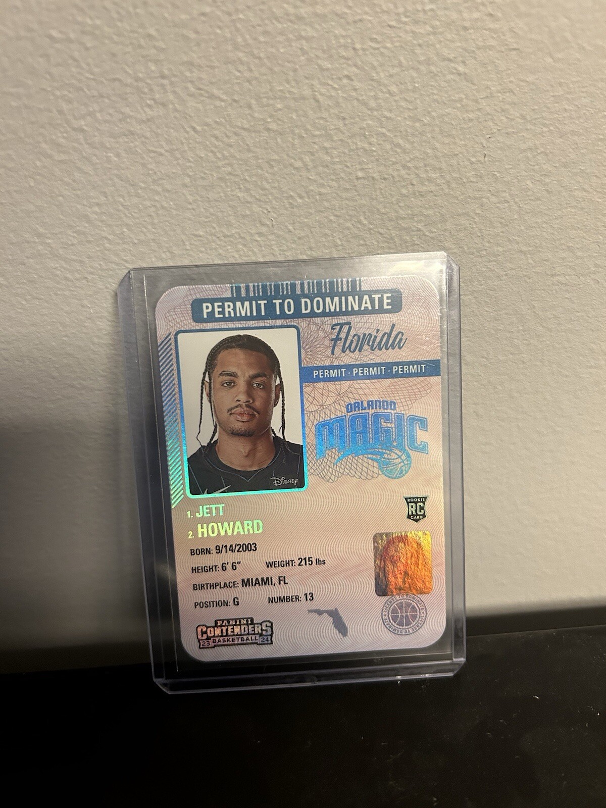 Jett Howard 2023-24 Panini Contenders Permit To Dominate RC SSP Case Hit #15