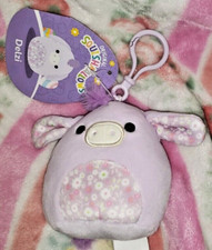 Squishmallow Delzi the purple Donkey Floral Clip-on EASTER 2023 KellyToy NWT